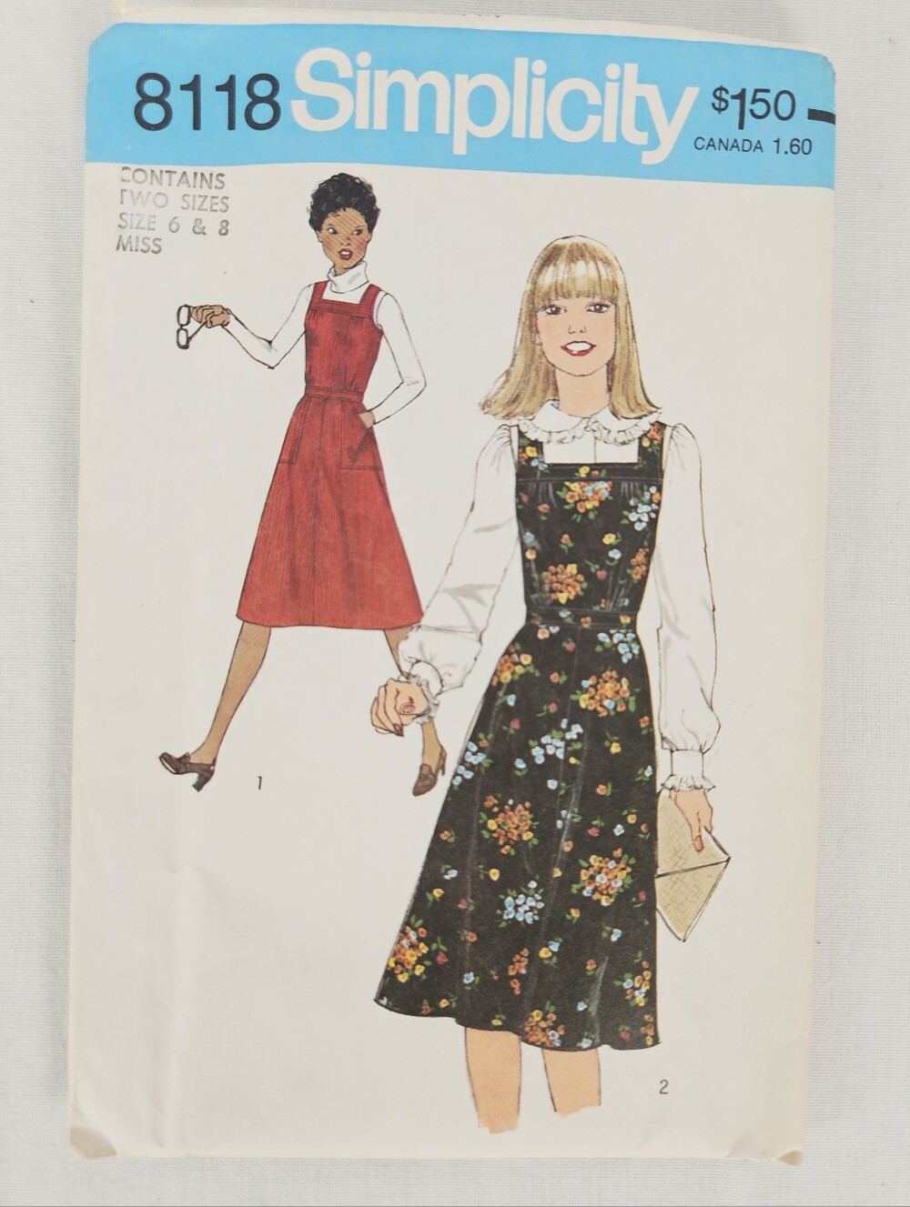 Vintage 1977 Simplicity 8118 Jumper Dress Sewing Pattern Size 6 8 Uncut